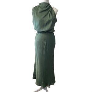 Elegant One Shoulder Dress in Forest Green